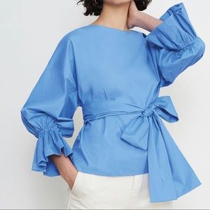 Tessa Blue Bubble Sleeve Top